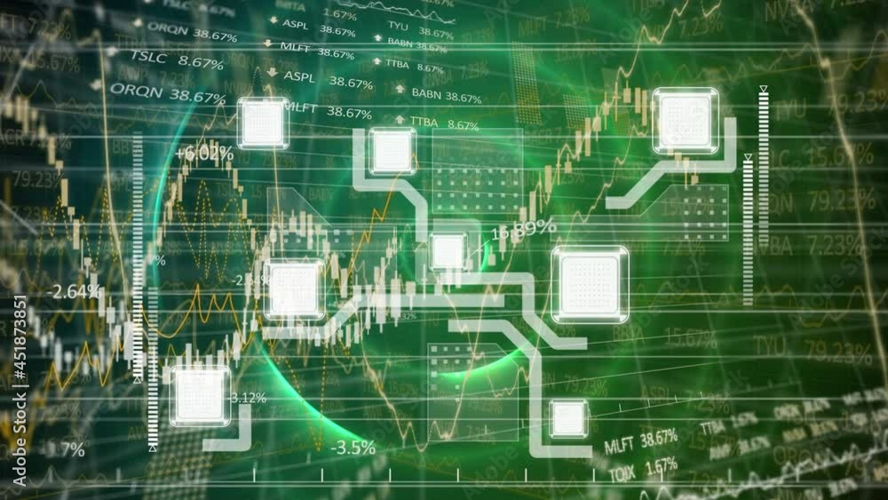 Animation of financial data processing with scope scanning Animation of financial data processing with scope scanning