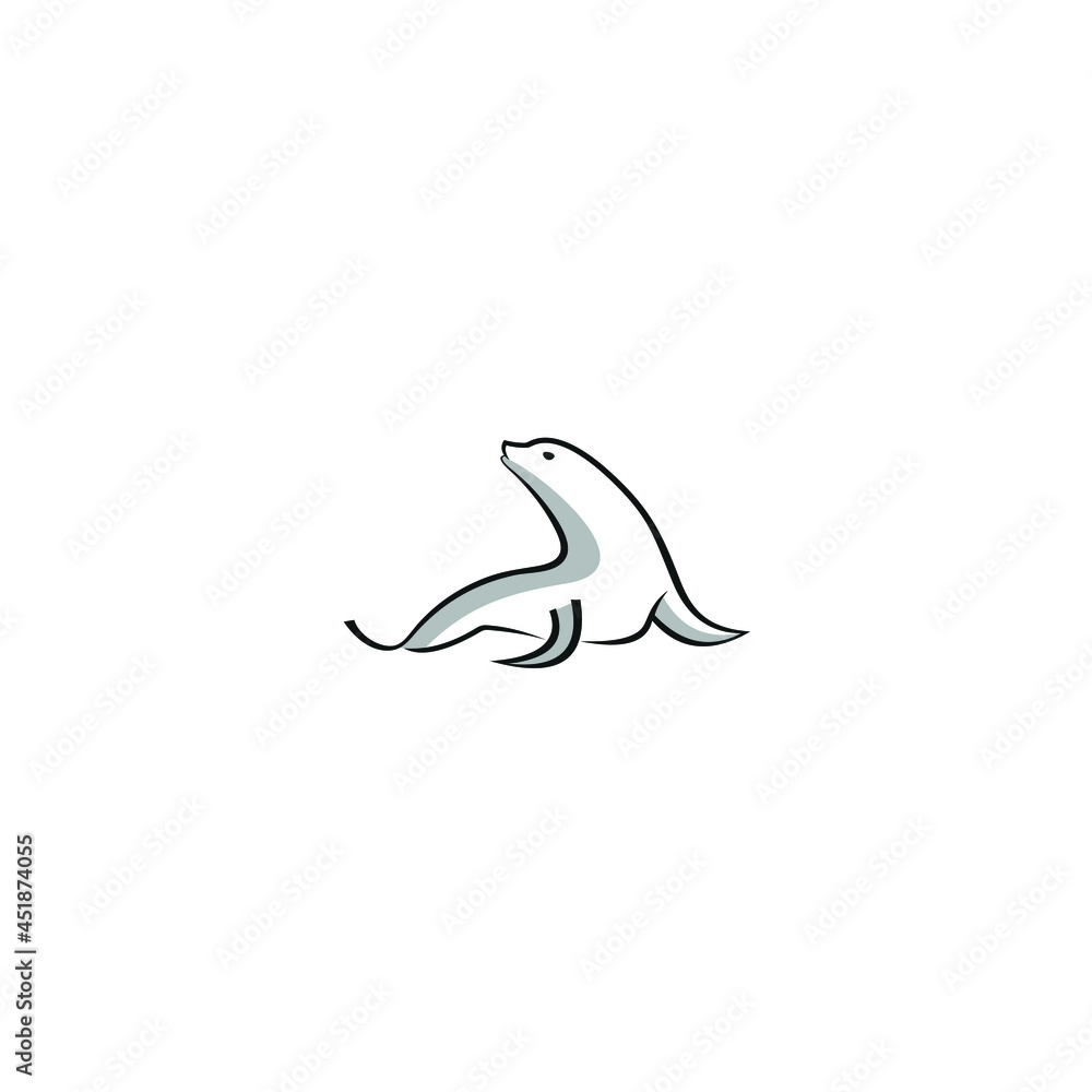 Fototapeta premium sea lion silhouette animal illustration minimalist design inspiration