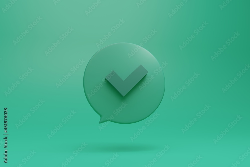 check, ok, done, deal mark symbol in 3d style illustration in green tones in dialog box check, ok, done, deal mark symbol in 3d style illustration in green tones in dialog box