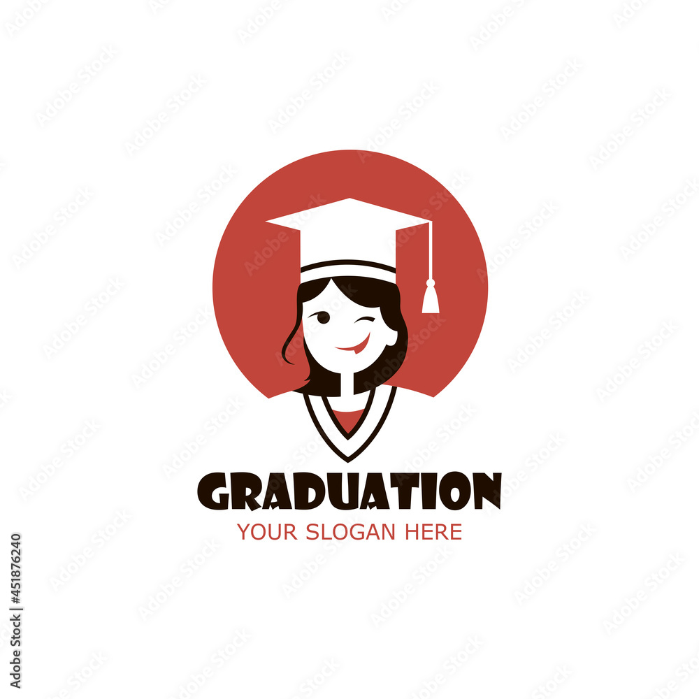 illustration of graduate girl in cap isolated on white background
