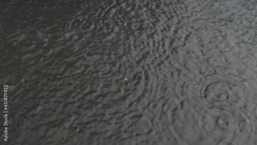 Overcast, windy, rainy day. Rain drops creating circles and bubbles in the water. Overcast, windy, rainy day. Rain drops creating circles and bubbles in the water.