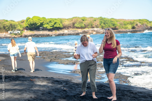 Two girls on the beach in hawaii