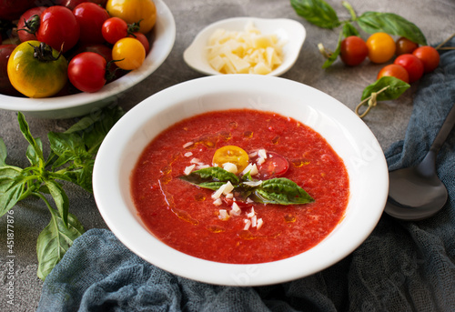 gazpacho with parmesan and basil