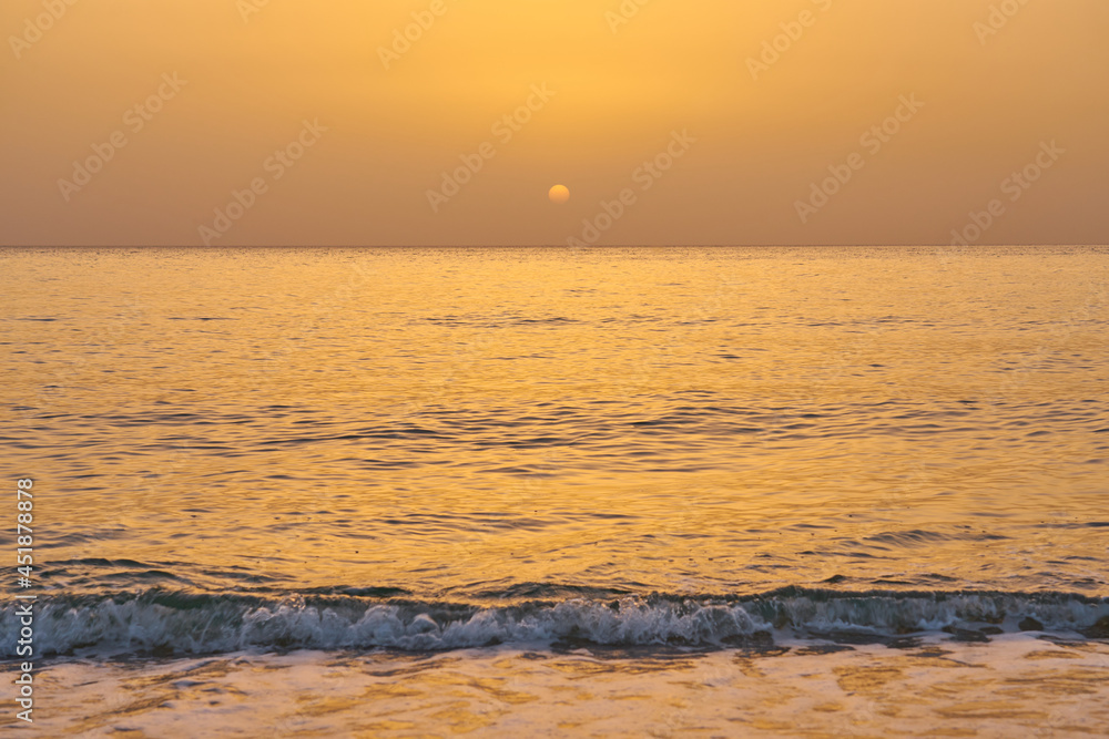 Sunrise over the tropical sea in Crete.