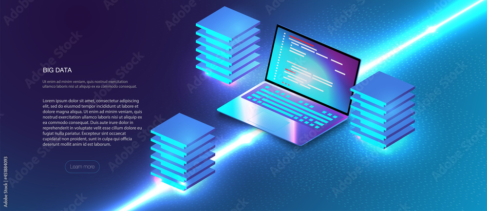 Cloud services isometric composition. Big data analysis storage ...