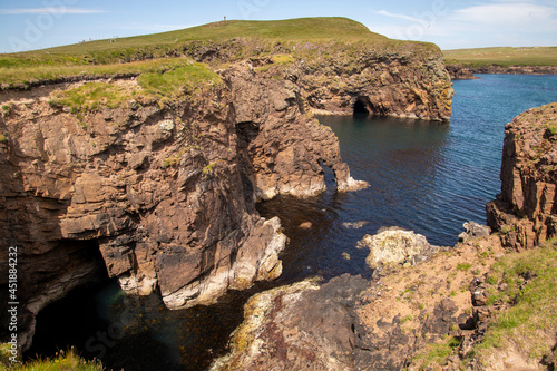 Shetland Stenness sea-stacks and rugged  coastline photo