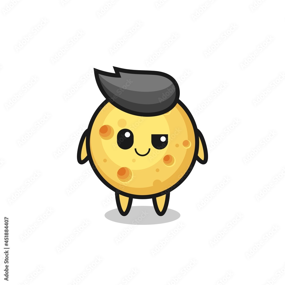 round cheese cartoon with an arrogant expression