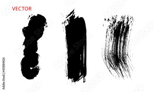 Vector background images in the form of vertical brush strokes. Stains  splashes  dry brush. Black on a white background. Hand drawing