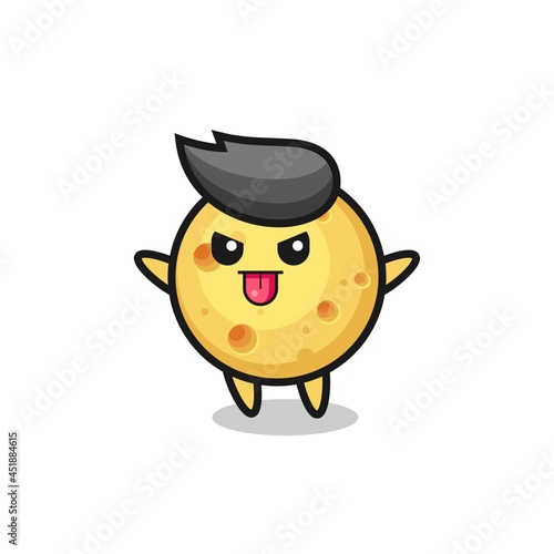 naughty round cheese character in mocking pose