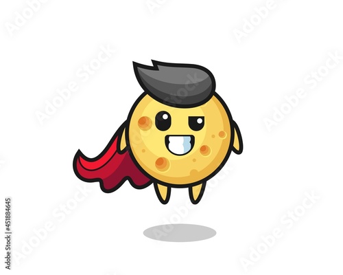 the cute round cheese character as a flying superhero © heriyusuf