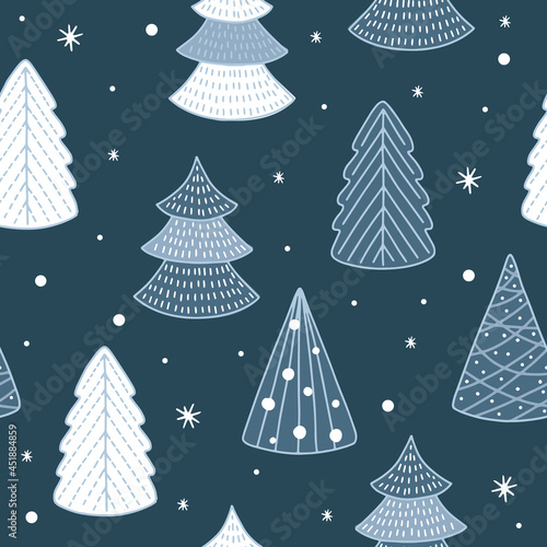 Christmas and Happy New Year seamless pattern with Christmas decorations. © Anastasiya 
