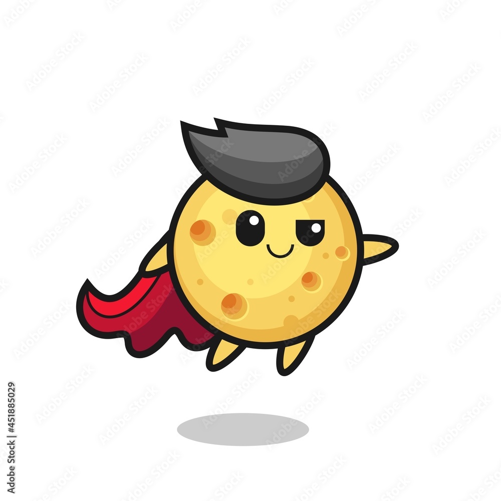 cute round cheese superhero character is flying cute round cheese superhero character is flying