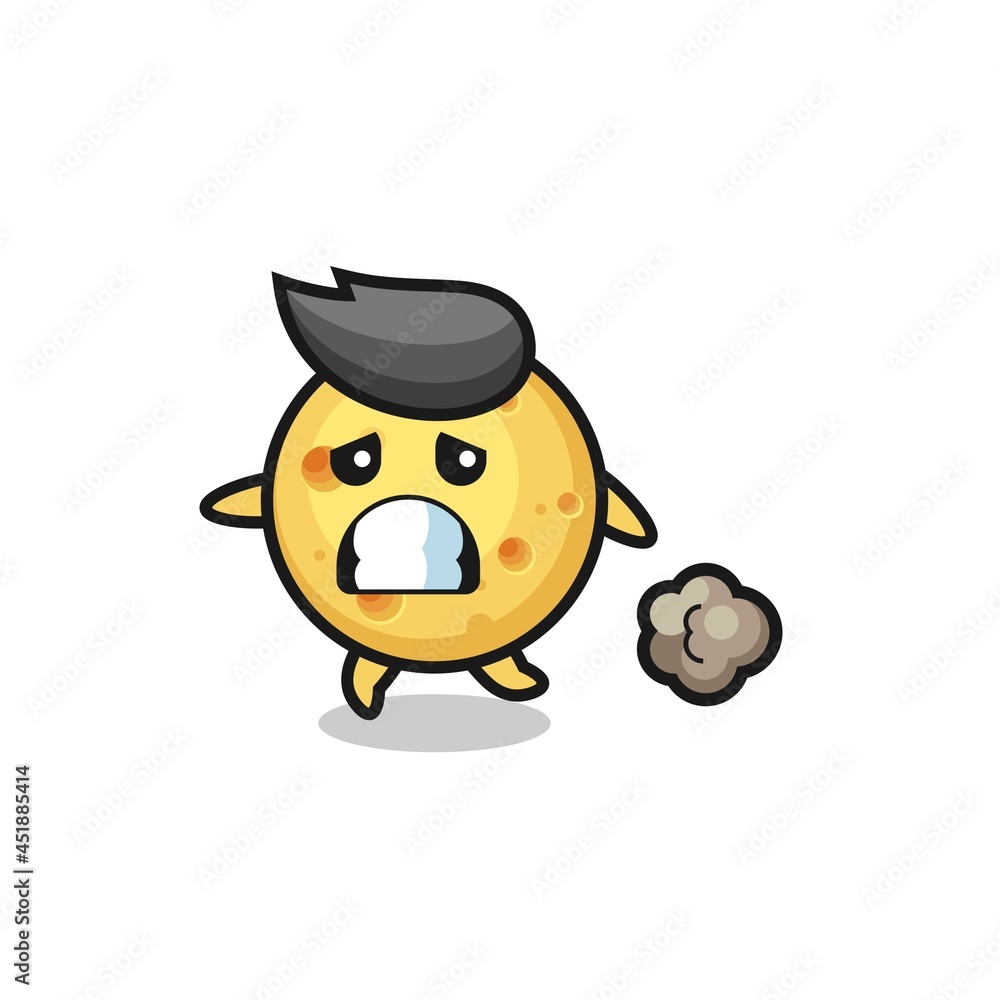 illustration of the round cheese running in fear illustration of the round cheese running in fear