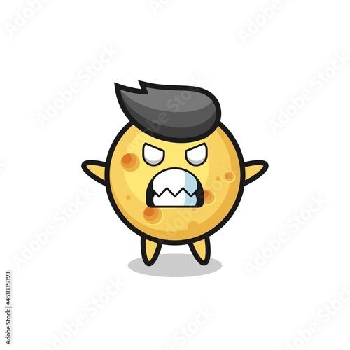 wrathful expression of the round cheese mascot character