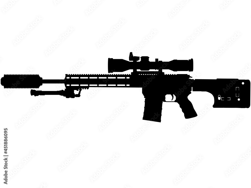 C20 DMR is a 7.62×51mm NATO Semi-automatic rifle, sniper rifle machine gun of the Canadian armed forces and US Army Navy Seal Sniper, US marines with ultra short riflescope 