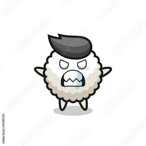wrathful expression of the rice ball mascot character