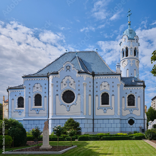 The Church of St. Elizabeth side view, commonly known as Blue Church (Modry kostolik) in Bratislava, Slovakia photo