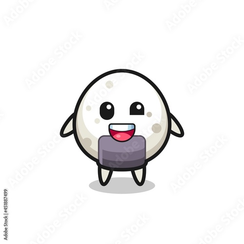 illustration of an onigiri character with awkward poses