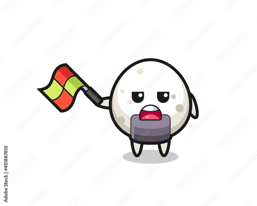 onigiri cartoon as the line judge hold the flag up at a 45 degree angle onigiri cartoon as the line judge hold the flag up at a 45 degree angle