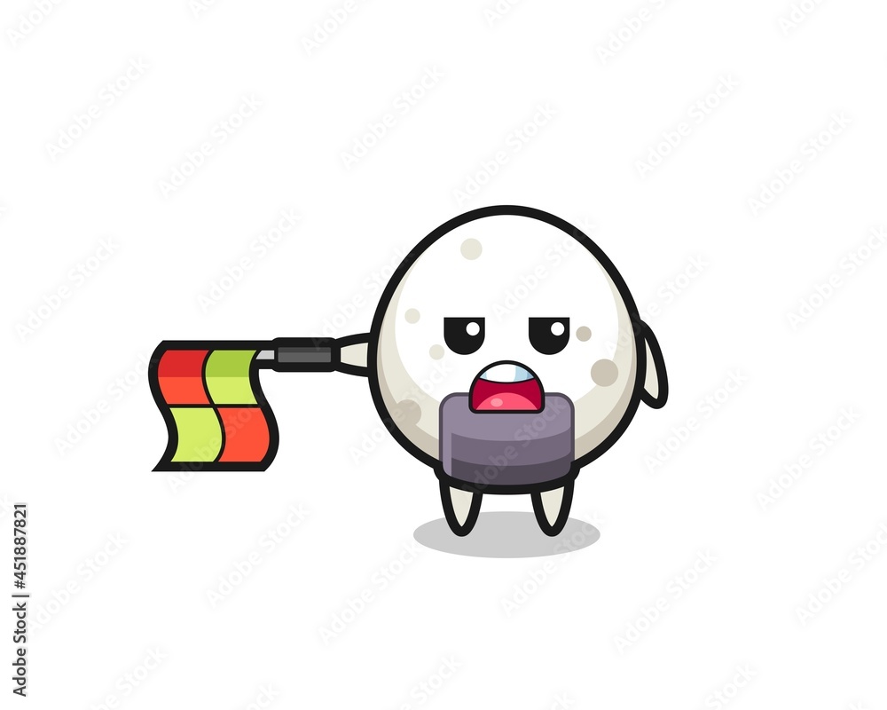 onigiri character as line judge hold the flag straight horizontally onigiri character as line judge hold the flag straight horizontally
