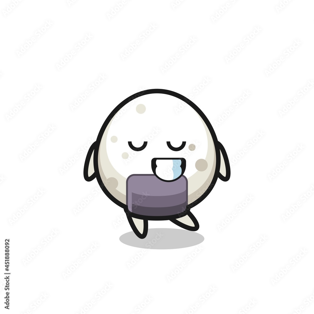 onigiri cartoon illustration with a shy expression onigiri cartoon illustration with a shy expression