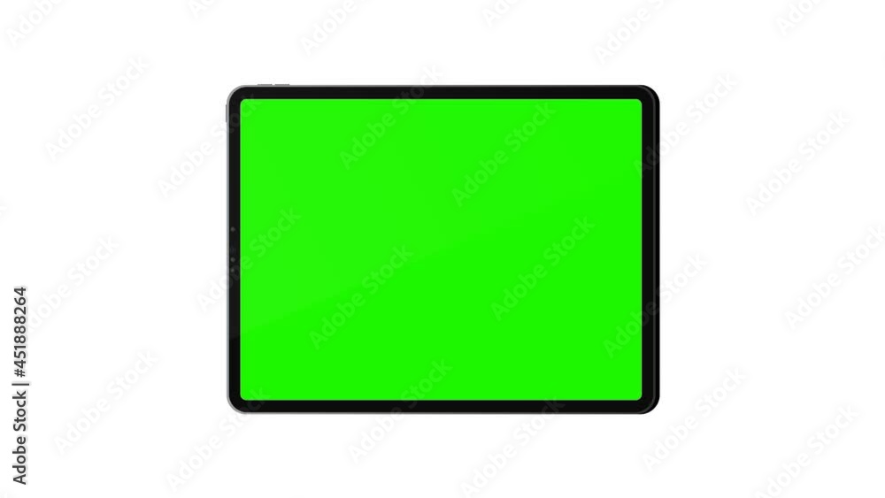 Tablet computer mockup with green screen, front view, isolated on white background. 4K animation Tablet computer mockup with green screen, front view, isolated on white background. 4K animation