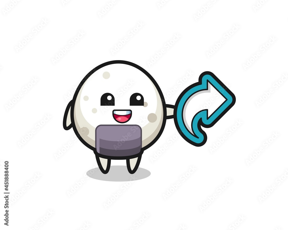 cute onigiri hold social media share symbol cute onigiri hold social media share symbol