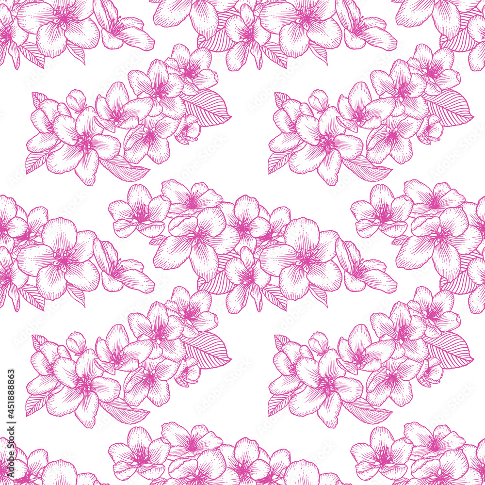 Seamless floral pattern, botanical vector background illustration