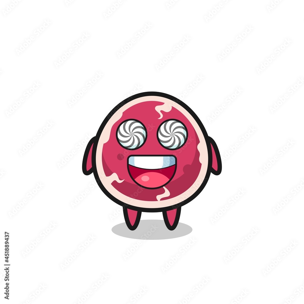 cute beef character with hypnotized eyes cute beef character with hypnotized eyes