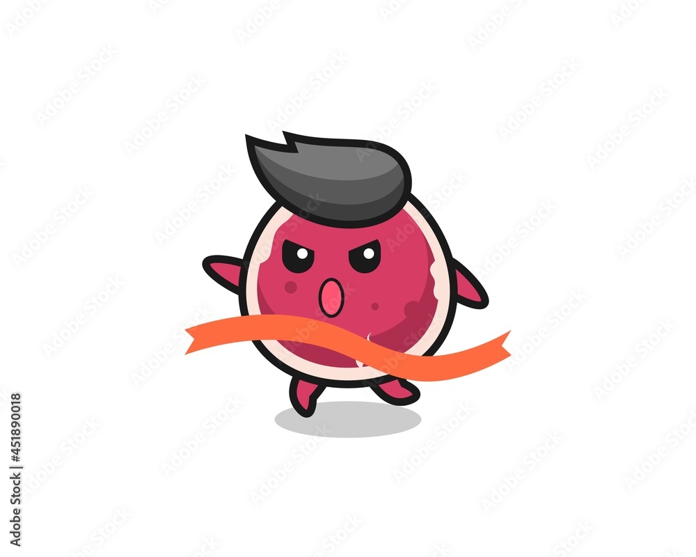 cute beef illustration is reaching the finish cute beef illustration is reaching the finish