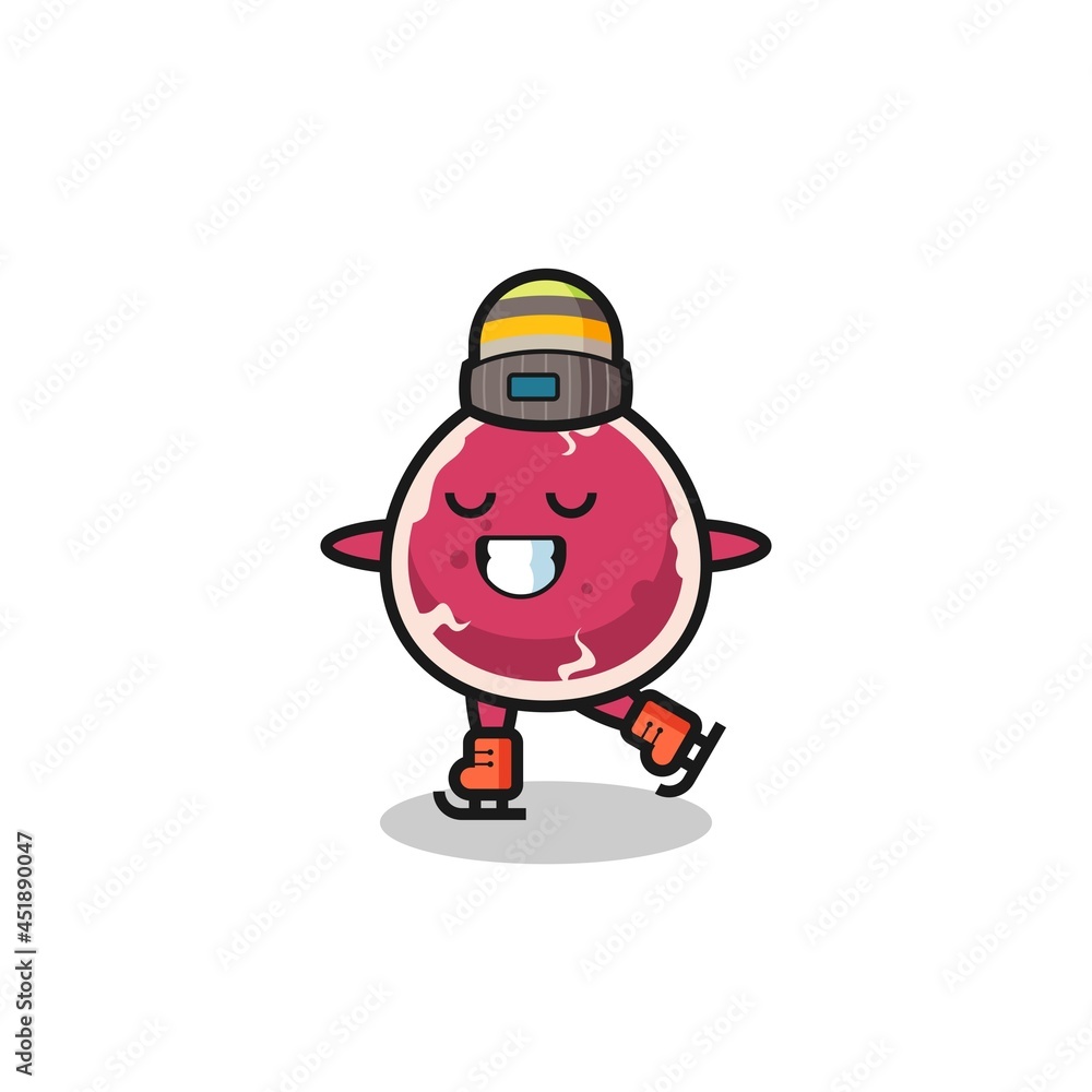 beef cartoon as an ice skating player doing perform beef cartoon as an ice skating player doing perform