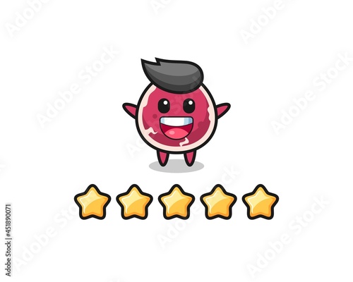 the illustration of customer best rating, beef cute character with 5 stars © heriyusuf