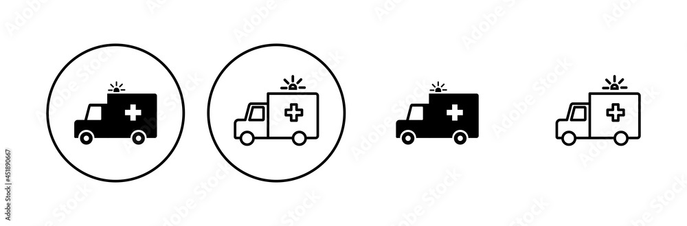 Ambulance icon set. ambulance truck icon vector. ambulance car Ambulance icon set. ambulance truck icon vector. ambulance car