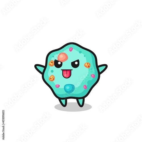 naughty amoeba character in mocking pose