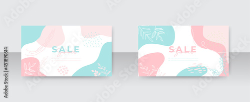 Beautiful pastel social media banner template with minimal abstract organic shapes composition in trendy contemporary collage style 