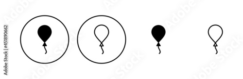 Balloon icon set. party balloon icon decoration birthday vector. Balloon black silhouette icon