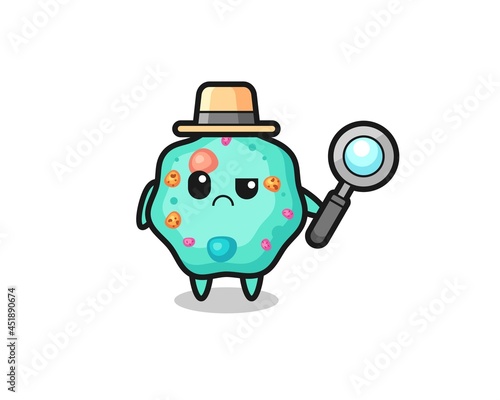 the mascot of cute amoeba as a detective