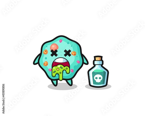 illustration of an amoeba character vomiting due to poisoning