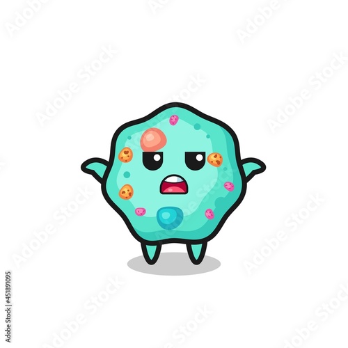 amoeba mascot character saying I do not know