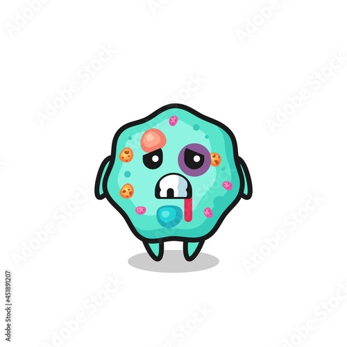 injured amoeba character with a bruised face