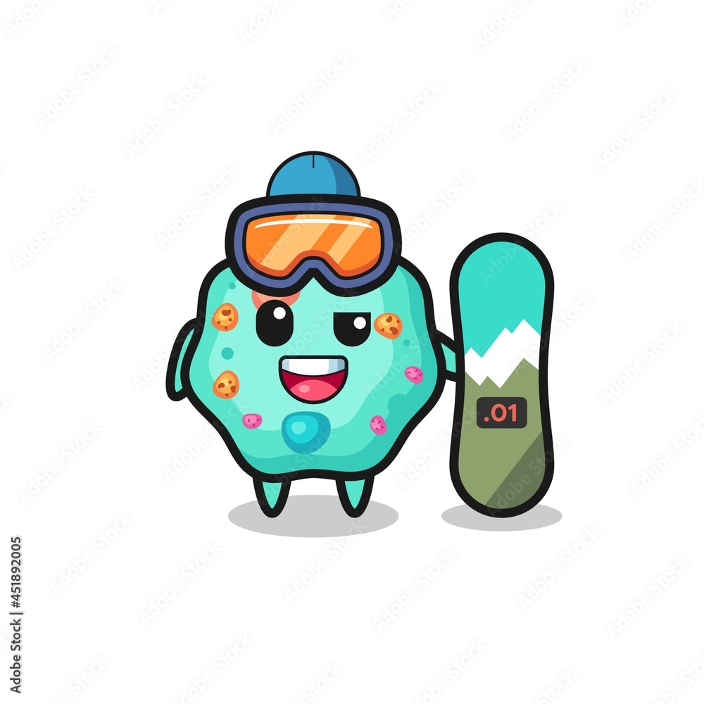 Illustration of amoeba character with snowboarding style Illustration of amoeba character with snowboarding style
