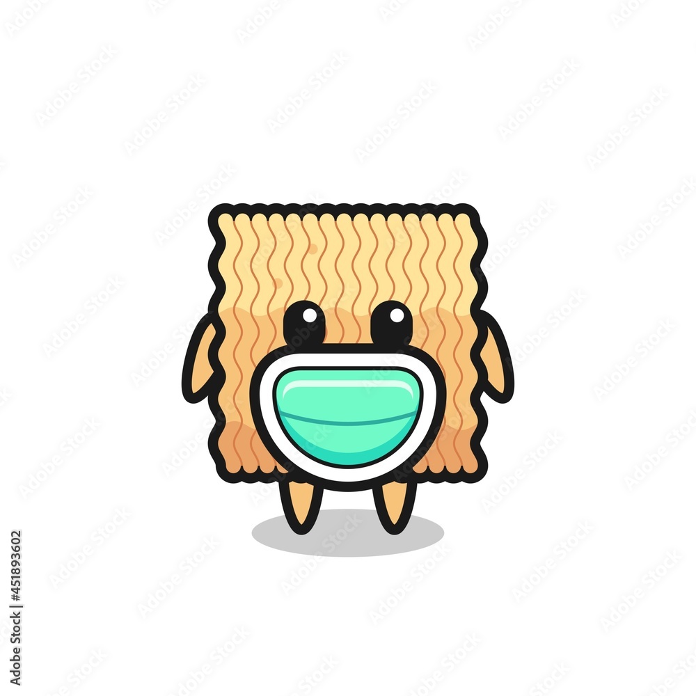 cute raw instant noodle cartoon wearing a mask cute raw instant noodle cartoon wearing a mask