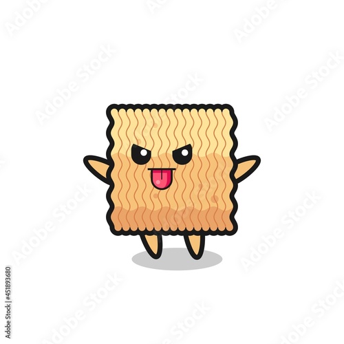 naughty raw instant noodle character in mocking pose