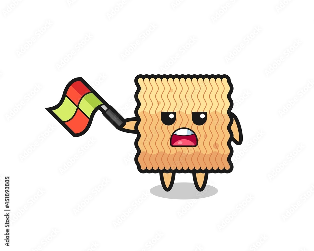 raw instant noodle cartoon as the line judge hold the flag up at a 45 degree angle raw instant noodle cartoon as the line judge hold the flag up at a 45 degree angle
