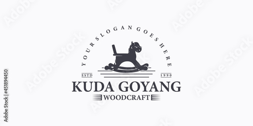 creative logo for woodcraft, vintage logo, clothing, toy shop, children's toy logo.