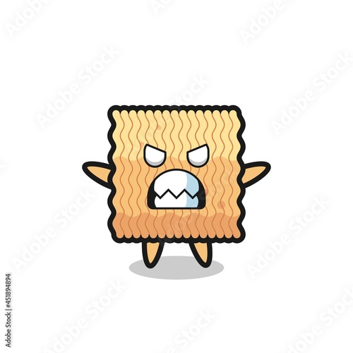wrathful expression of the raw instant noodle mascot character
