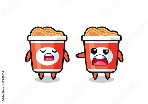 illustration of the argue between two cute instant noodle characters