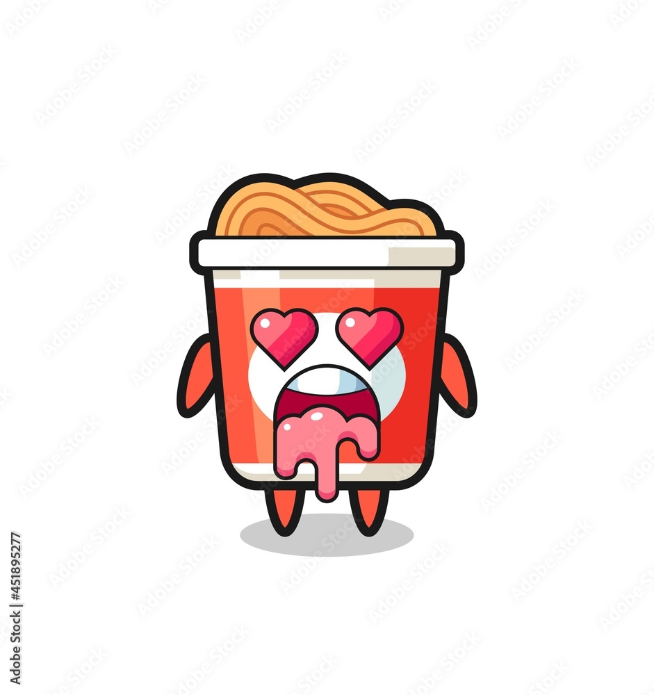 the falling in love expression of a cute instant noodle with heart shaped eyes the falling in love expression of a cute instant noodle with heart shaped eyes