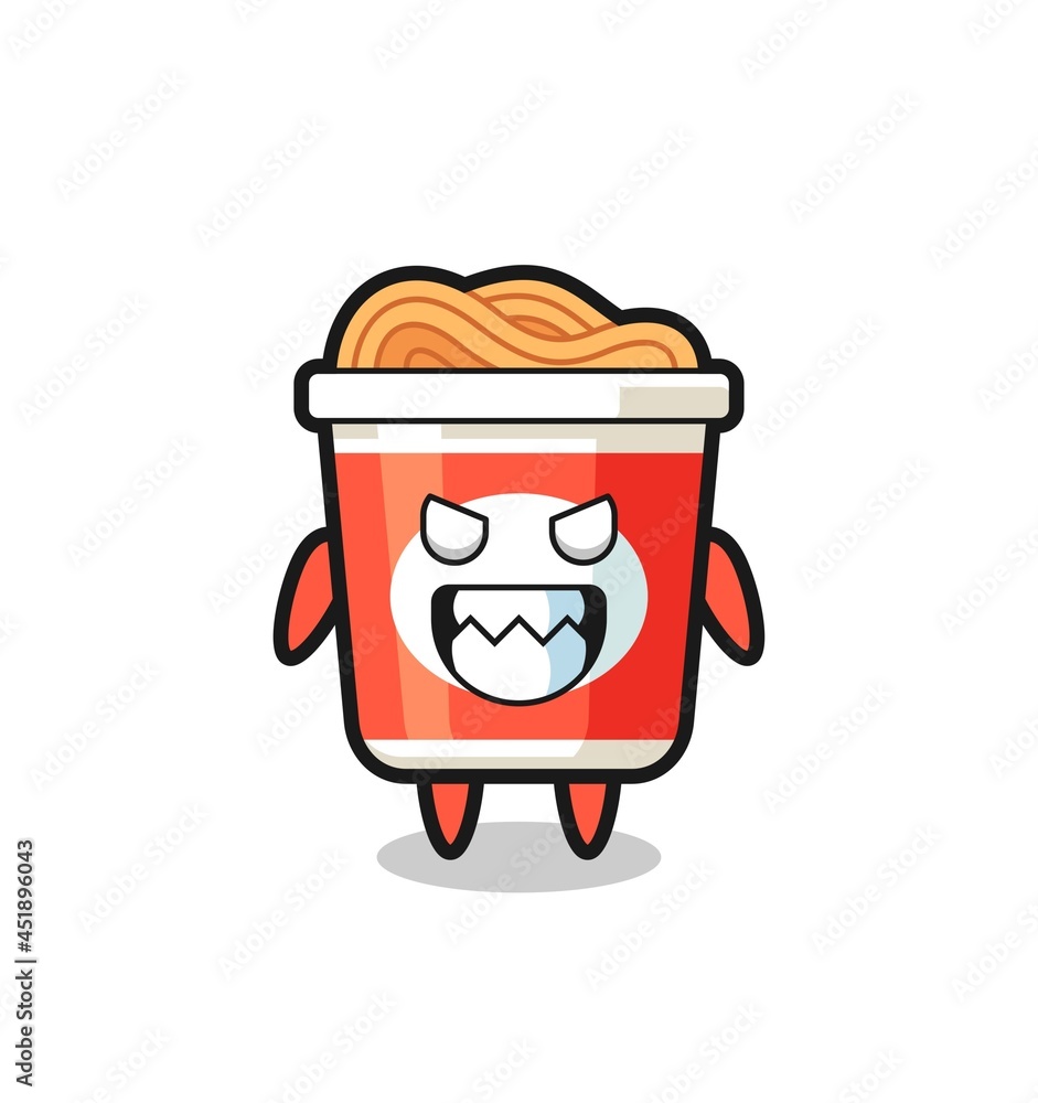 evil expression of the instant noodle cute mascot character evil expression of the instant noodle cute mascot character
