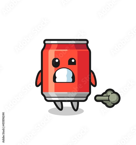 the illustration of the drink can cartoon doing fart